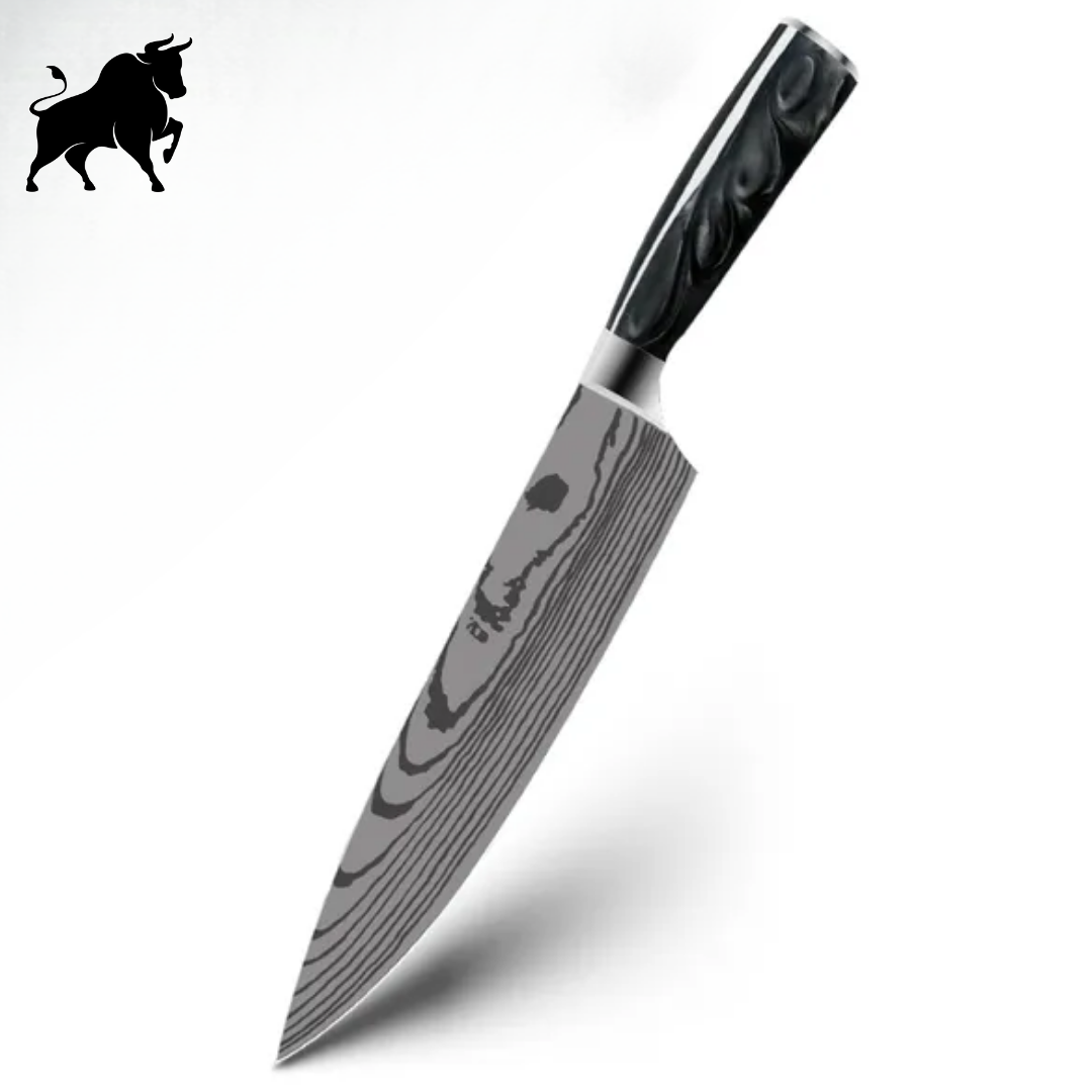 Damascus Steel Finish Black Chef Knife