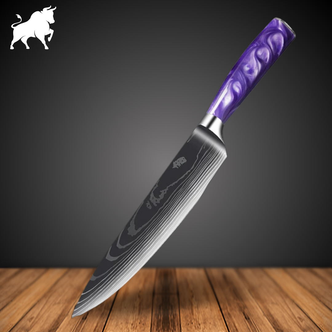 Purple Damascus Steel Chef's Knife