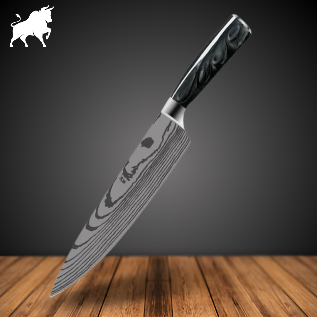 Damascus Steel Finish Black Chef Knife