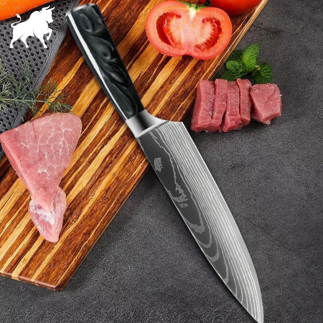Damascus Steel Finish Black Chef Knife