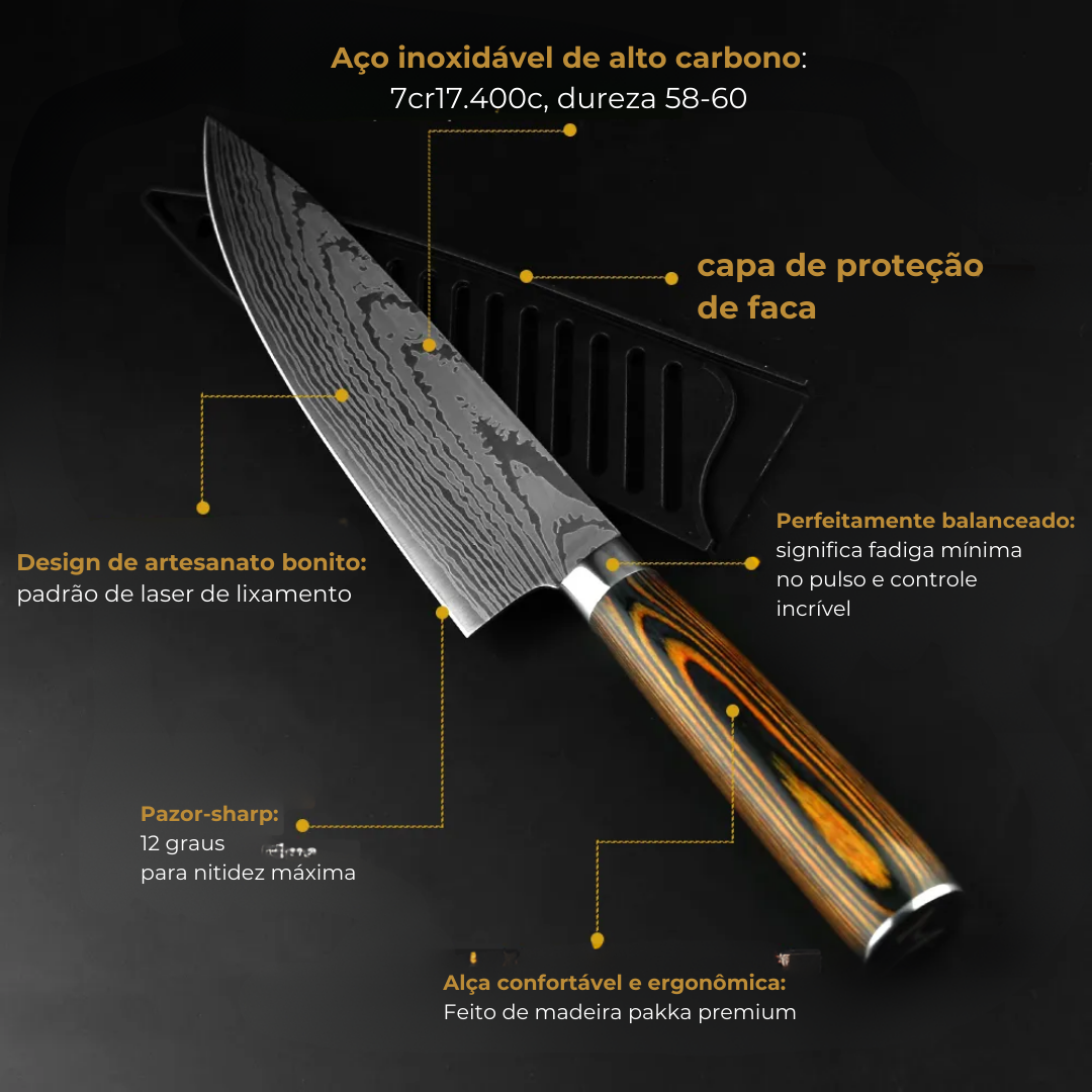 Set of 3 Master Finish Damascus Steel Knives