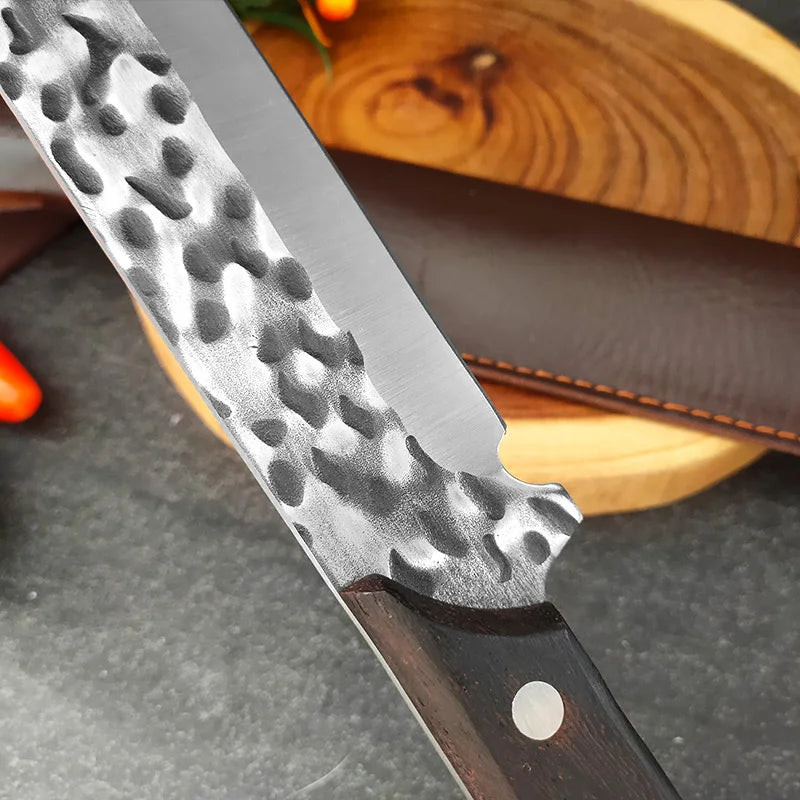 Hand Forged Artisan Butcher Knife with Protective Sheath