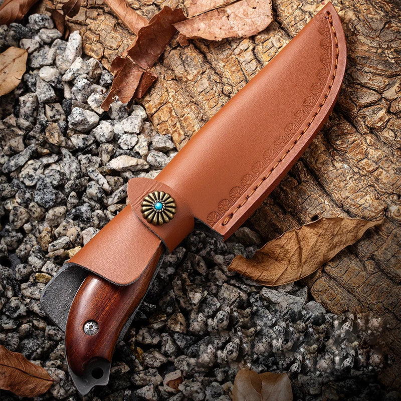 Artisan Emerald Knife - Hand Forged with Custom Sheath