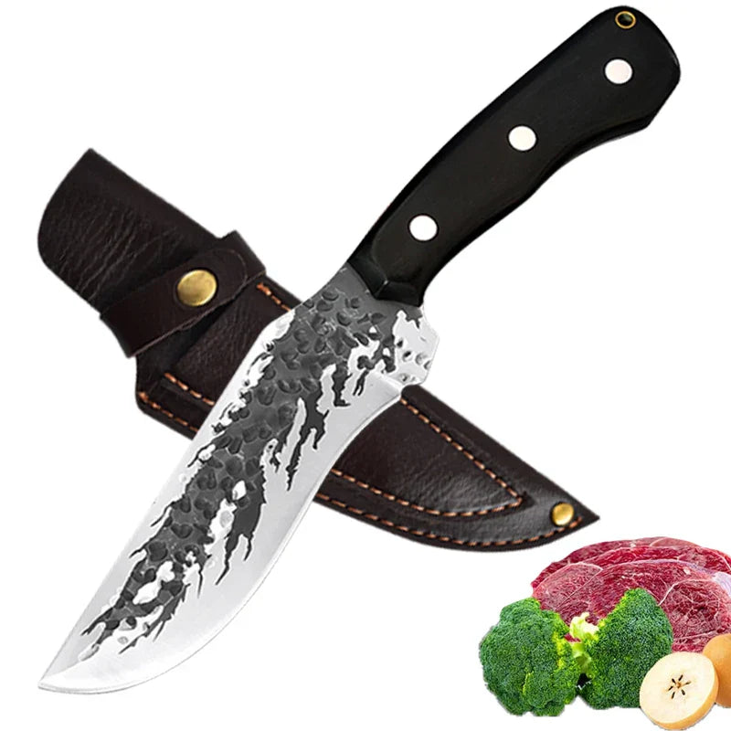 Artisan Bone Knife - Hand Forged with Custom Sheath
