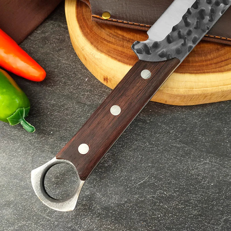 Hand Forged Artisan Butcher Knife with Protective Sheath