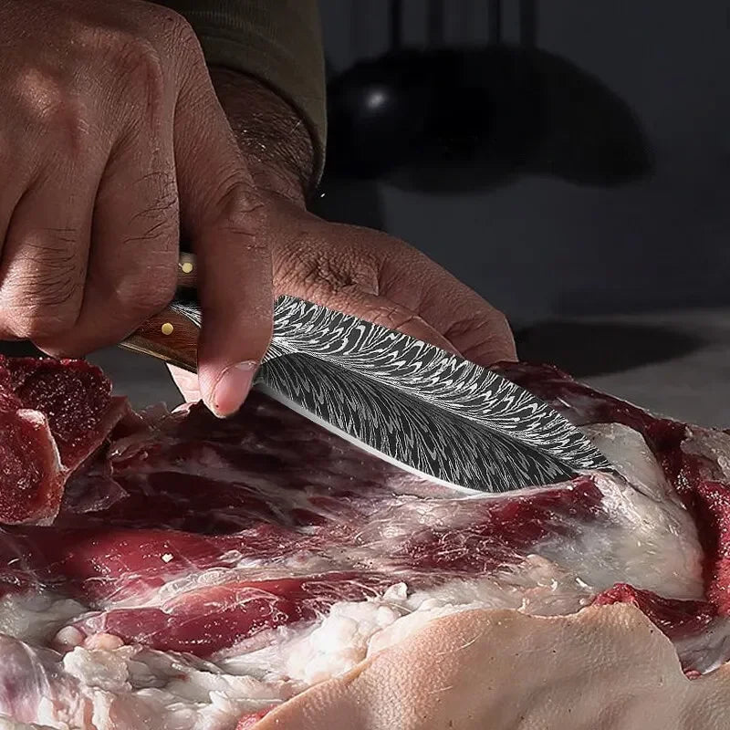Artisan Feather Knife - Hand Forged with Custom Sheath