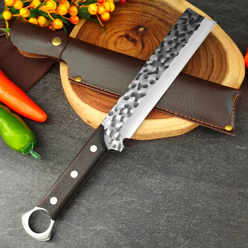 Hand Forged Artisan Butcher Knife with Protective Sheath