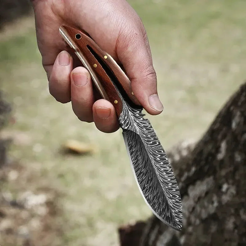 Artisan Feather Knife - Hand Forged with Custom Sheath