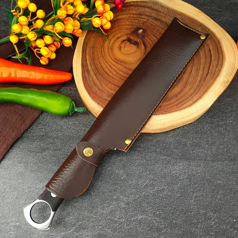Hand Forged Artisan Butcher Knife with Protective Sheath