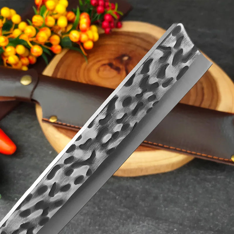 Hand Forged Artisan Butcher Knife with Protective Sheath