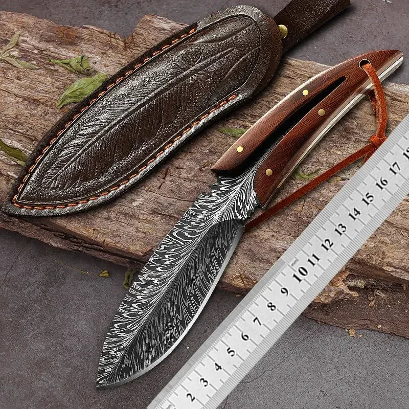 Artisan Feather Knife - Hand Forged with Custom Sheath