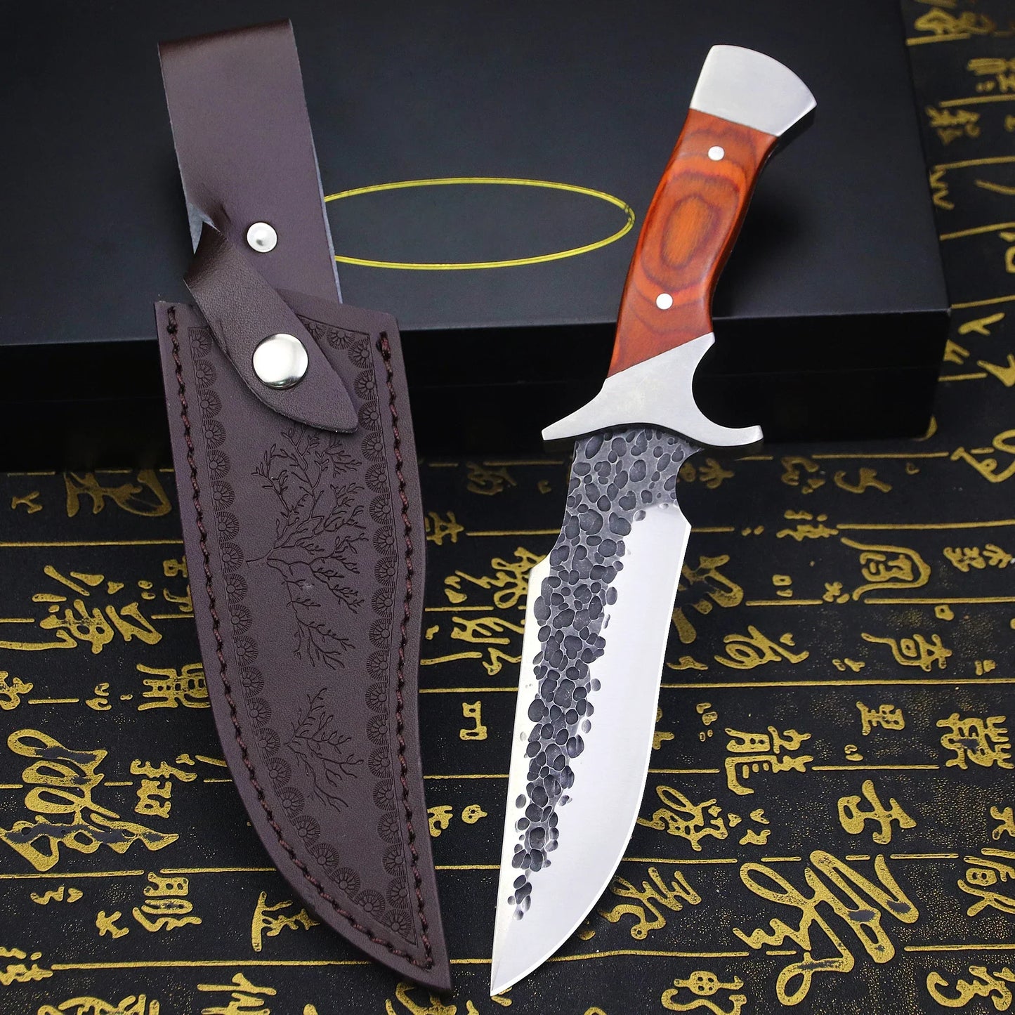 Artisan Fire Knife - Hand-Forged with Custom Sheath