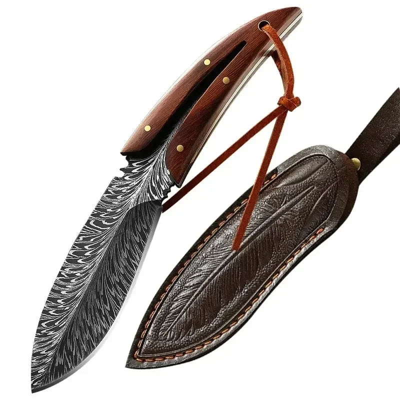 Artisan Feather Knife - Hand Forged with Custom Sheath