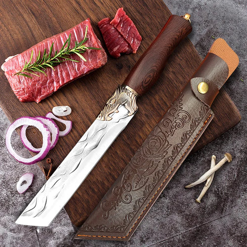 Artisan Dragon Knife - Hand-Forged with Elegant Sheath
