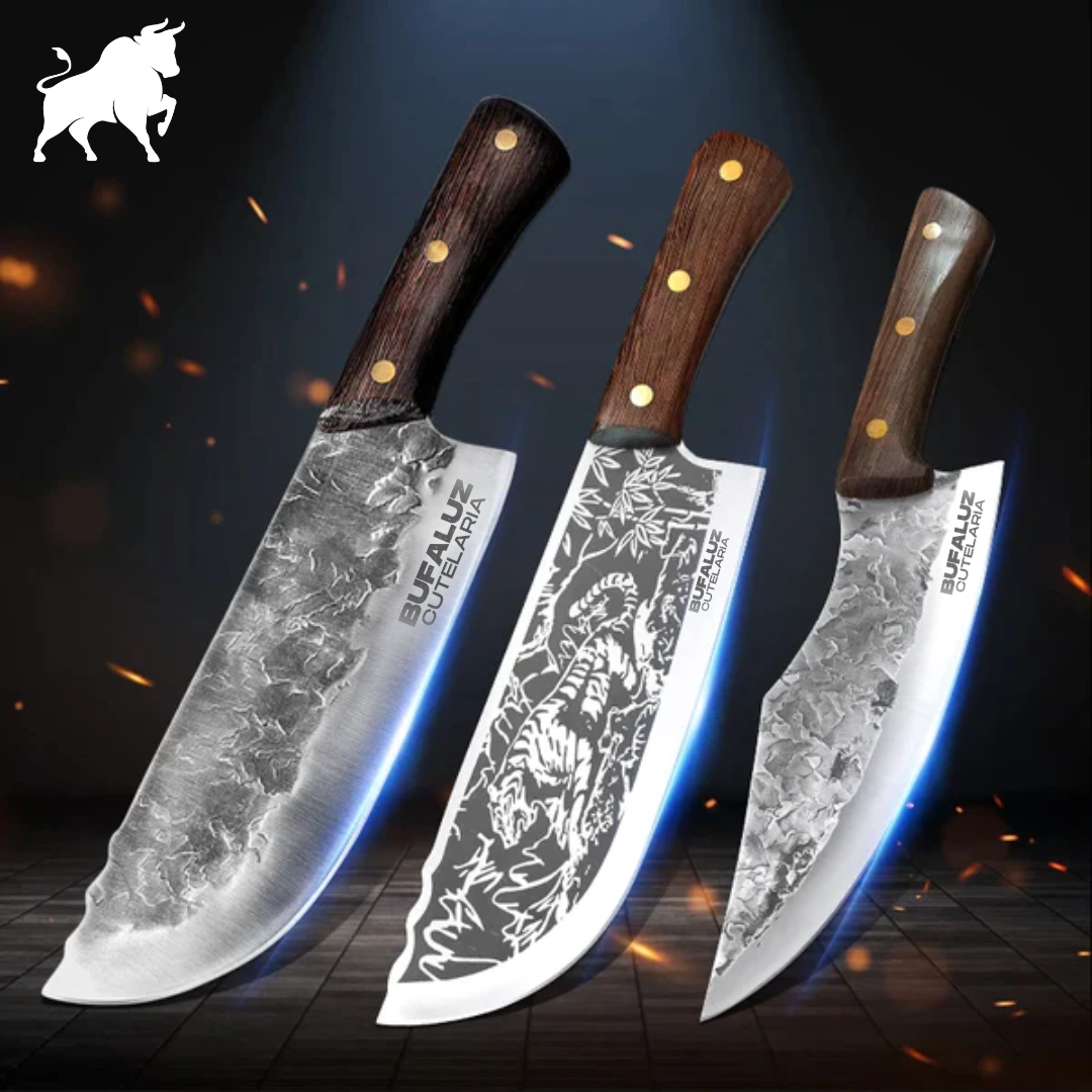 Set of 3 Handcrafted Bronco Knives - Artisan Forged