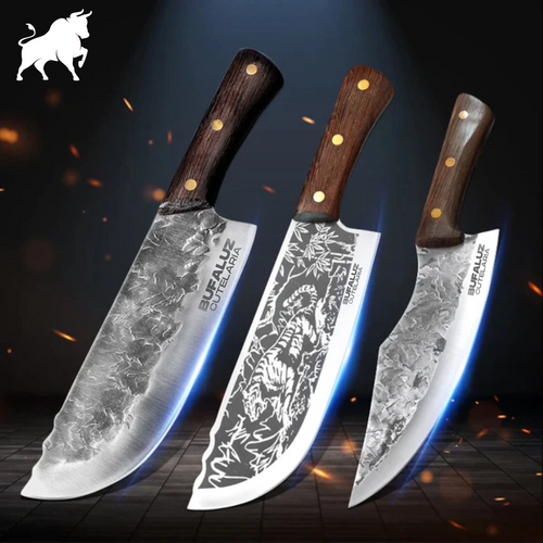 Set of 3 Handcrafted Bronco Knives - Artisan Forged
