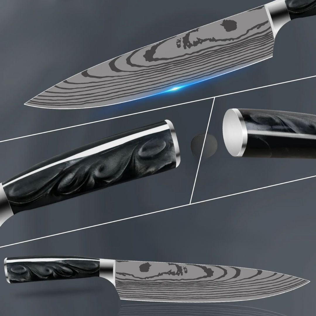 Damascus Steel Finish Black Chef Knife
