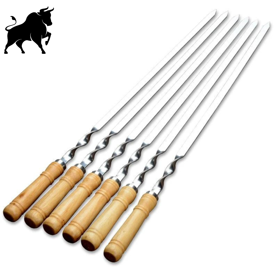 Set of 6 Stainless Steel Barbecue Skewers