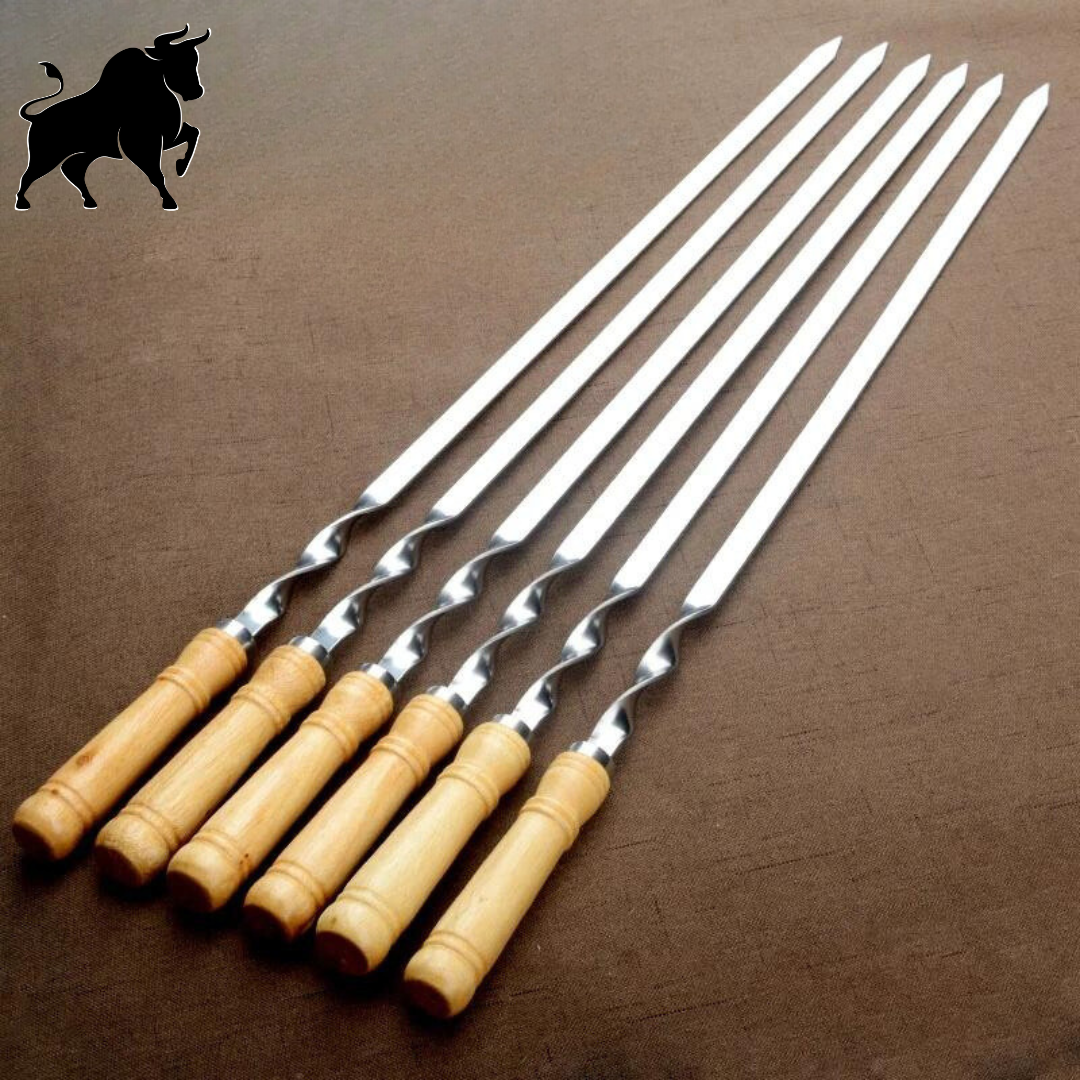 Set of 6 Stainless Steel Barbecue Skewers