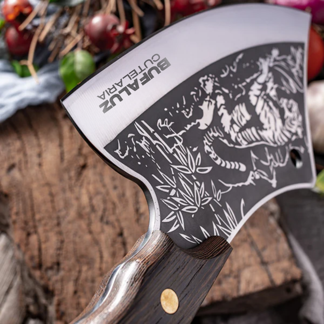 Expertly Crafted Tiger Knife - Hand Forged with Leather Sheath