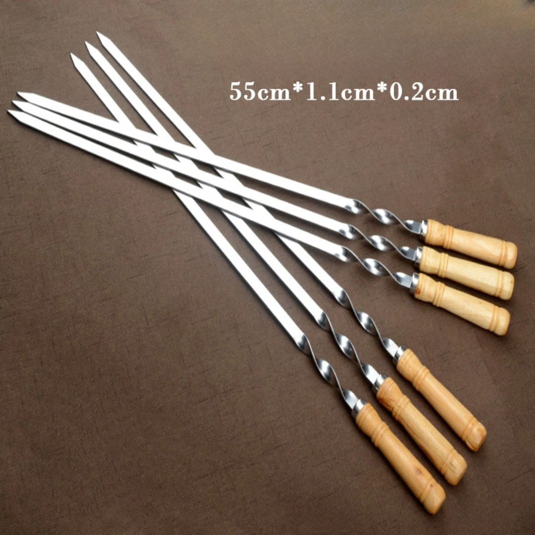 Set of 6 Stainless Steel Barbecue Skewers