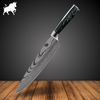 Damascus Steel Finish Black Chef Knife