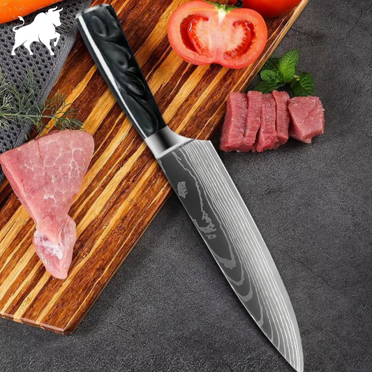 Damascus Steel Finish Black Chef Knife