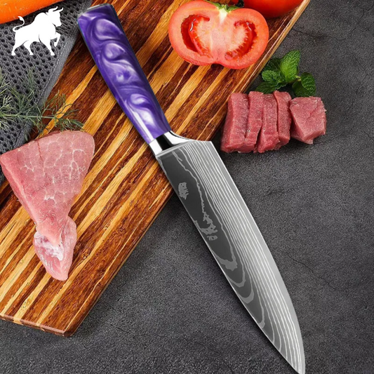 Purple Damascus Steel Chef's Knife