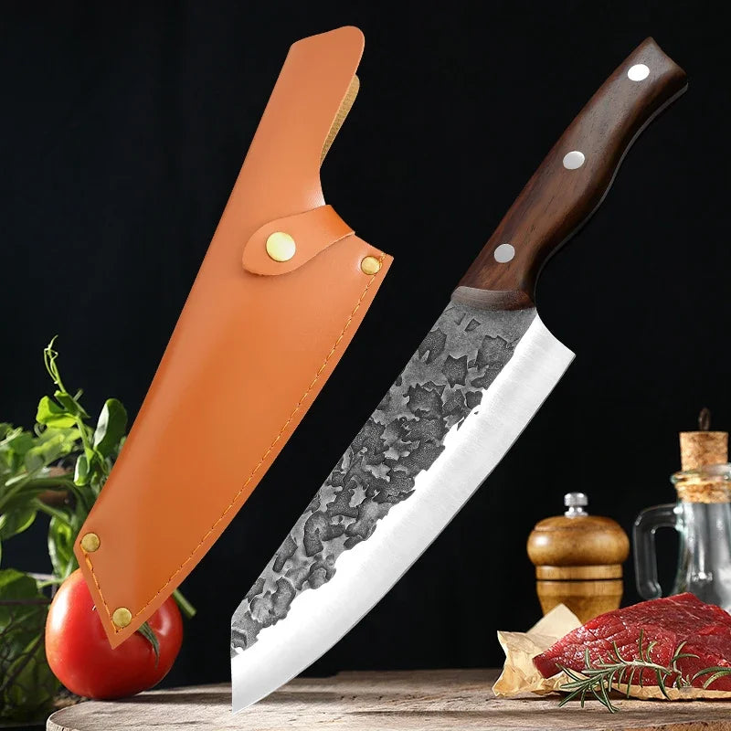 Artisan Flint Knife - Hand Forged with Custom Sheath