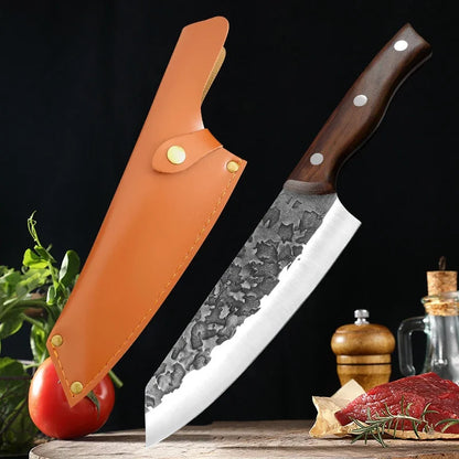 Artisan Flint Knife - Hand Forged with Custom Sheath