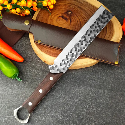 Hand Forged Artisan Butcher Knife with Protective Sheath