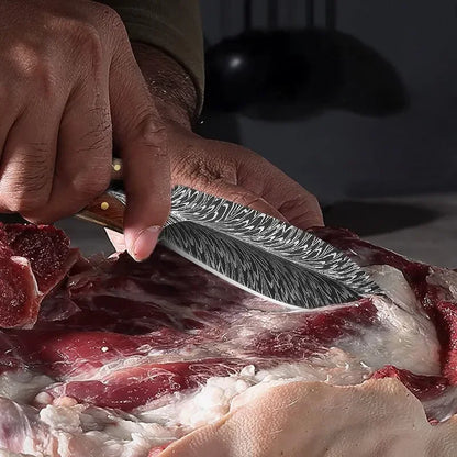 Artisan Feather Knife - Hand Forged with Custom Sheath