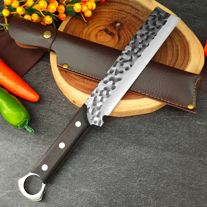 Hand Forged Artisan Butcher Knife with Protective Sheath