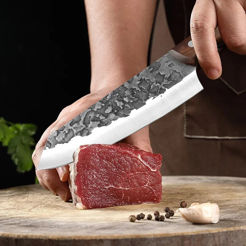 Artisan Flint Knife - Hand Forged with Custom Sheath