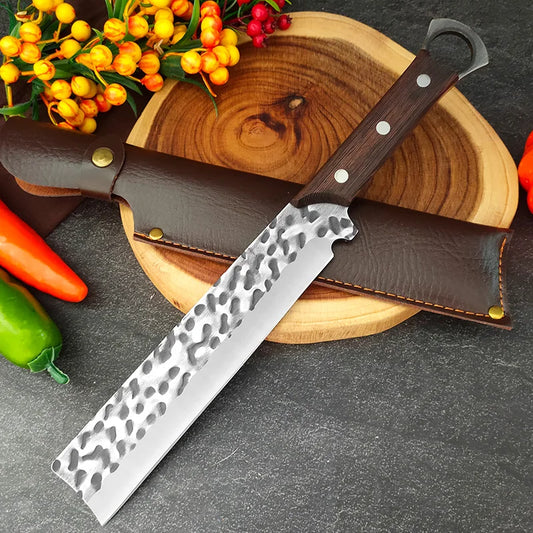 Hand Forged Artisan Butcher Knife with Protective Sheath