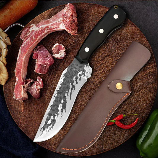 Artisan Bone Knife - Hand Forged with Custom Sheath