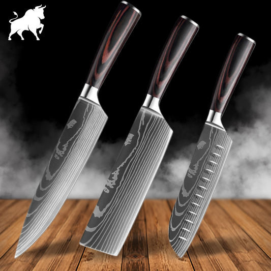 Set of 3 Master Finish Damascus Steel Knives