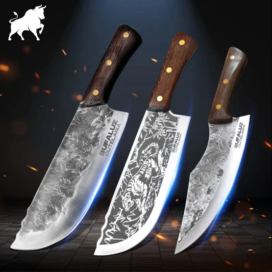 Set of 3 Handcrafted Bronco Knives - Artisan Forged