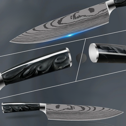 Damascus Steel Finish Black Chef Knife