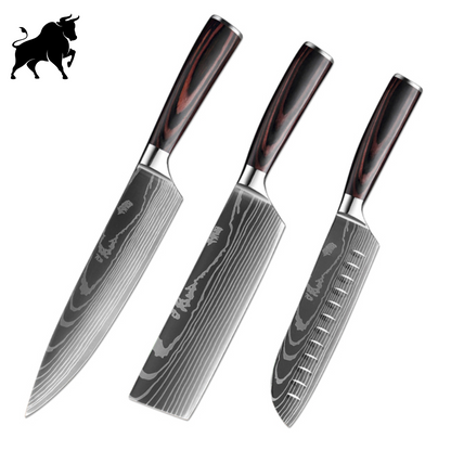 Set of 3 Master Finish Damascus Steel Knives