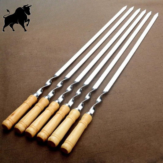 Set of 6 Stainless Steel Barbecue Skewers