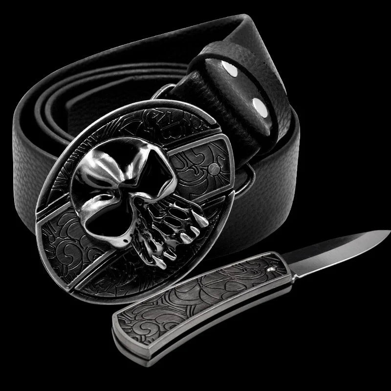 Leather Belt with Knife Buckle
