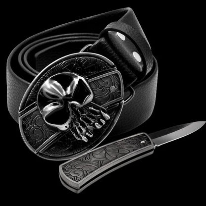 Leather Belt with Knife Buckle
