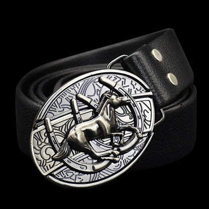 Leather Belt with Knife Buckle